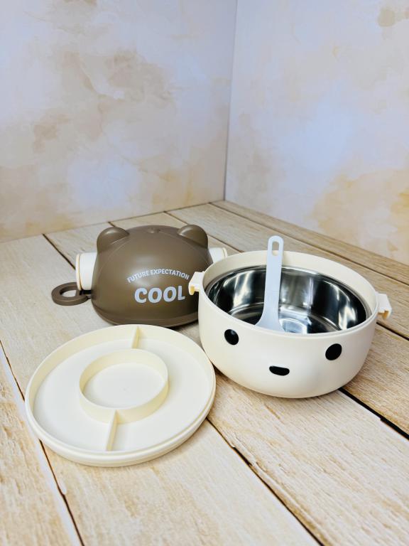 ظرف غذا و لانچ باکس مخزن استیل دوطبقه طرح تدی کد 2634