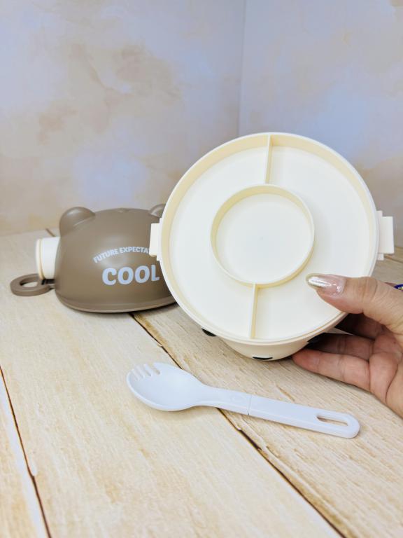 ظرف غذا و لانچ باکس مخزن استیل دوطبقه طرح تدی کد 2634