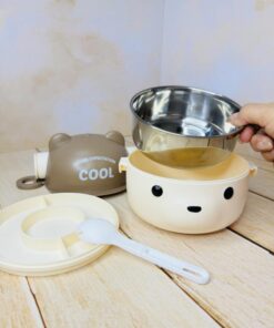 ظرف غذا و لانچ باکس مخزن استیل دوطبقه طرح تدی کد 2634