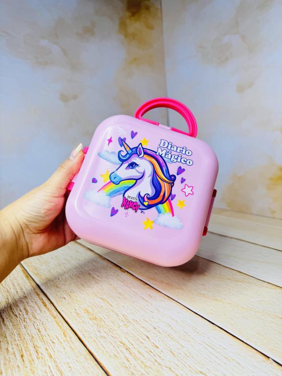 ظرف غذای یونیکورنی دوطبقه دسته دار کد 2651