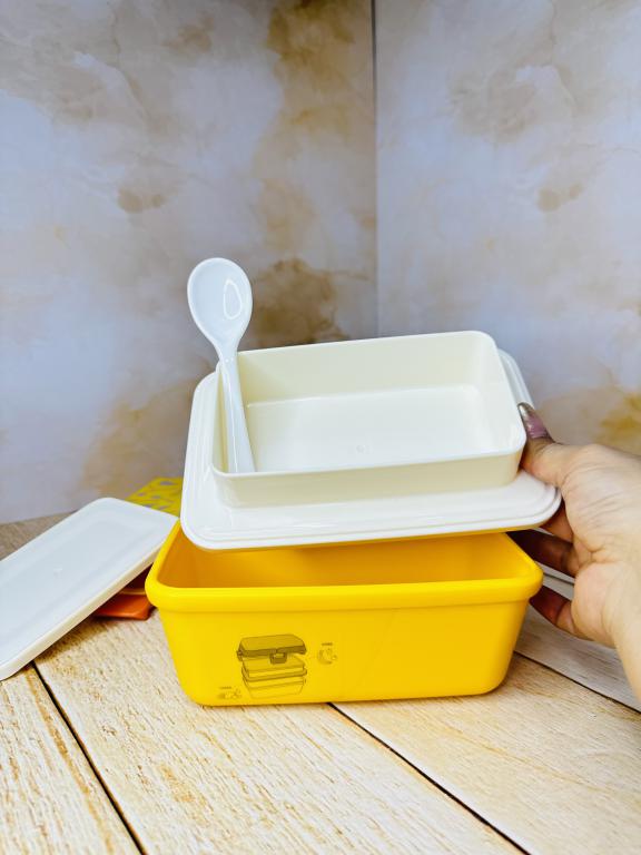 لانچ باکس ظرف غذای دوطبقه تک رنگ کد 2665