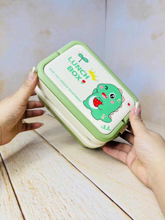 لانچ باکس فانتزی دوطبقه دسته دار طرح حیوانات کد 2684