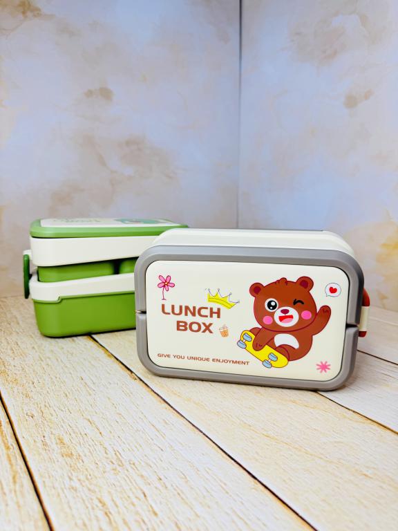 لانچ باکس فانتزی دوطبقه دسته دار طرح حیوانات کد 2684