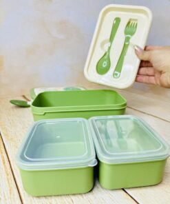 لانچ باکس فانتزی دوطبقه دسته دار طرح حیوانات کد 2684