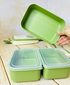 لانچ باکس فانتزی دوطبقه دسته دار طرح حیوانات کد 2684