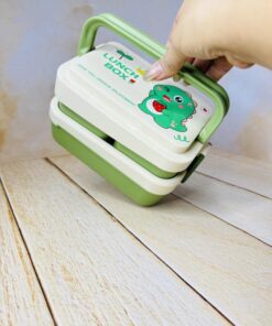 لانچ باکس فانتزی دوطبقه دسته دار طرح حیوانات کد 2684