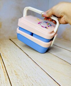 لانچ باکس فانتزی دوطبقه دسته دار طرح حیوانات کد 2684