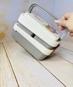 لانچ باکس فانتزی دوطبقه دسته دار طرح حیوانات کد 2684