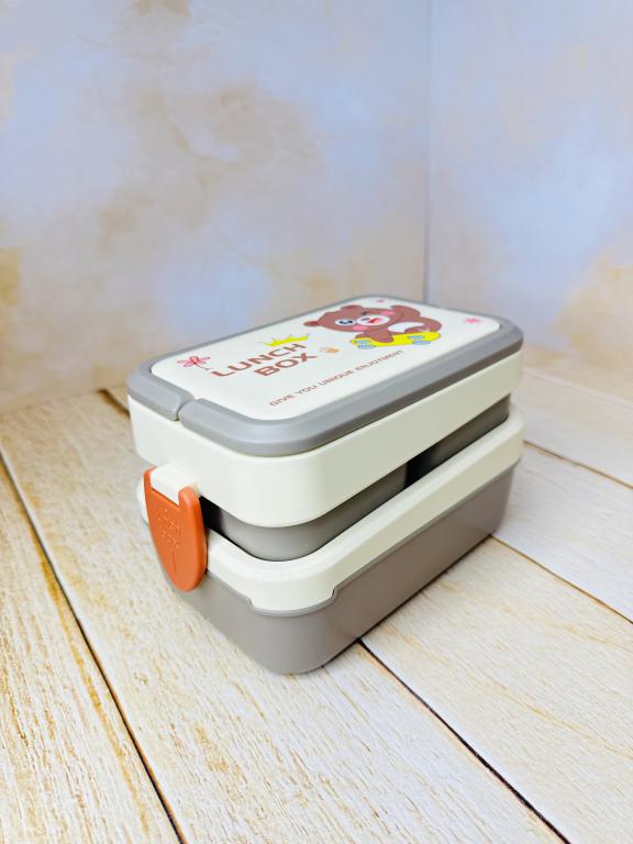 لانچ باکس فانتزی دوطبقه دسته دار طرح حیوانات کد 2684