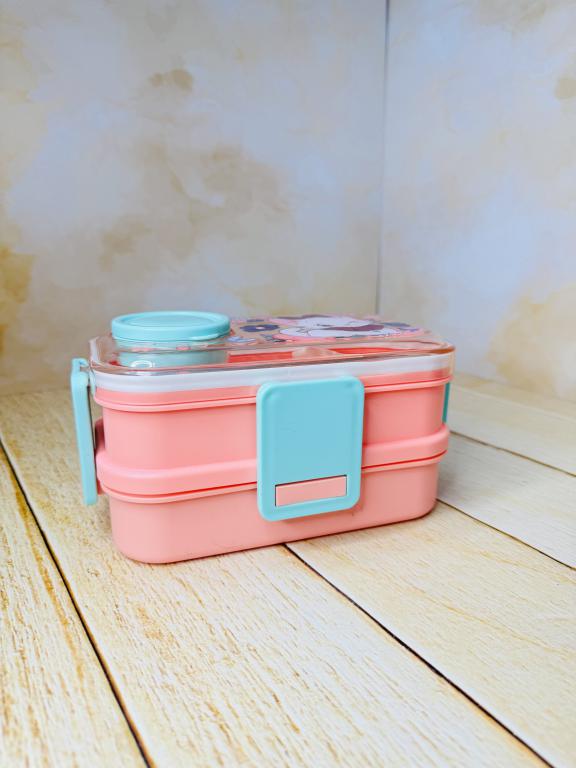 ظرف غذا و چاشت طرح فانتزی جادار دو طبقه کد 2691