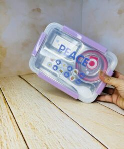 لانچ باکس 3 قسمتی مخزن استیل چهار قفله SMILE کد 2692