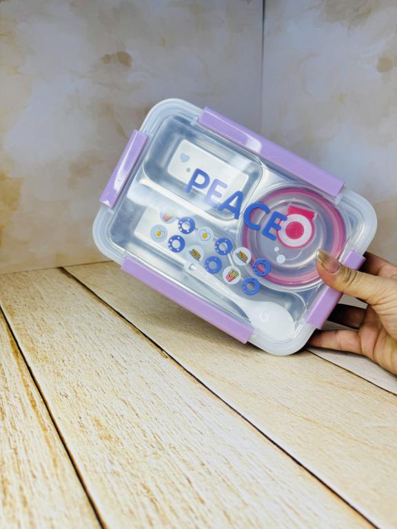 لانچ باکس 3 قسمتی مخزن استیل چهار قفله SMILE کد 2692