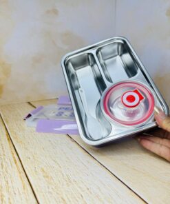 لانچ باکس 3 قسمتی مخزن استیل چهار قفله SMILE کد 2692