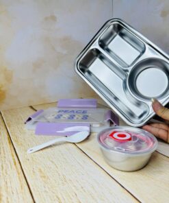 لانچ باکس 3 قسمتی مخزن استیل چهار قفله SMILE کد 2692