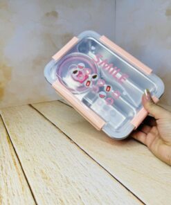 لانچ باکس 3 قسمتی مخزن استیل چهار قفله SMILE کد 2692