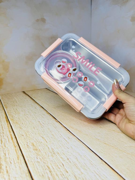 لانچ باکس 3 قسمتی مخزن استیل چهار قفله SMILE کد 2692