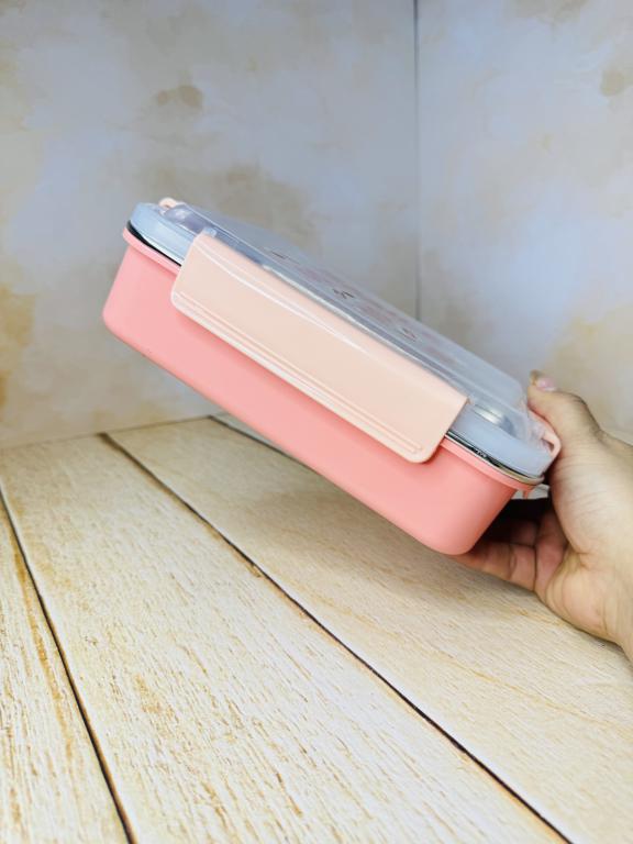 لانچ باکس 3 قسمتی مخزن استیل چهار قفله SMILE کد 2692