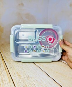 لانچ باکس 3 قسمتی مخزن استیل چهار قفله SMILE کد 2692