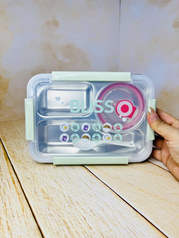 لانچ باکس 3 قسمتی مخزن استیل چهار قفله SMILE کد 2692