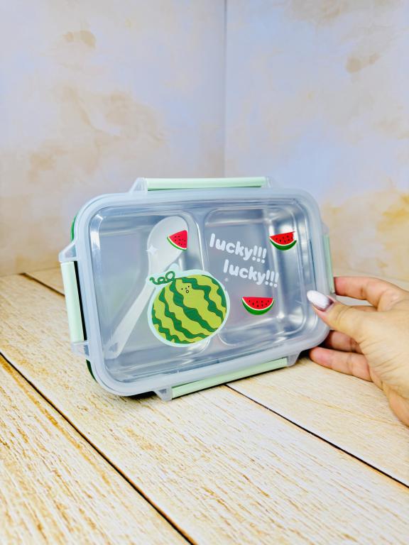 لانچ باکس مستطیلی داخل استیل دو قسمتی LUCKY LUCKY کد 2719
