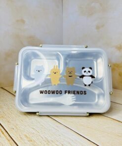 لانچ باکس مستطیلی داخل استیل خرس کله فندقی 2731