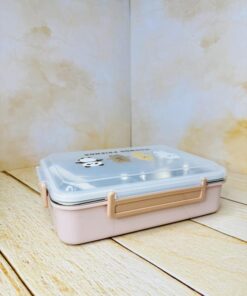 لانچ باکس مستطیلی داخل استیل خرس کله فندقی 2731