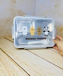 لانچ باکس مستطیلی داخل استیل خرس کله فندقی 2731