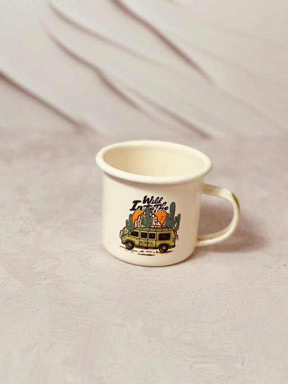 ماگ لعابی طرحدار لبه استیل اورجینال کد 2712