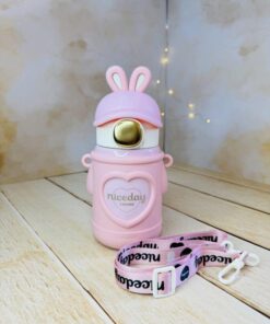 تراول ماگ فانتزی نی دار طرح خرسی و خرگوش کد 2807