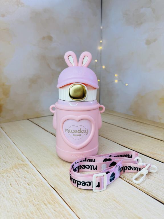 تراول ماگ فانتزی نی دار طرح خرسی و خرگوش کد 2807