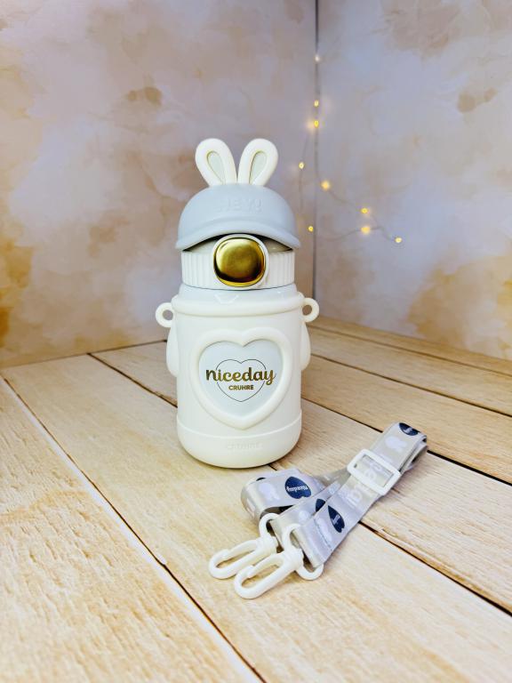 تراول ماگ فانتزی نی دار طرح خرسی و خرگوش کد 2807