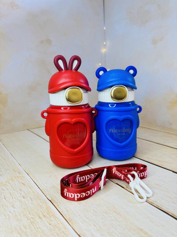 تراول ماگ فانتزی نی دار طرح خرسی و خرگوش کد 2807