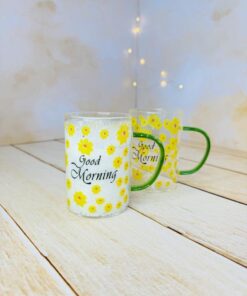 ماگ پیرکس گل دار دسته سبز کد 2811