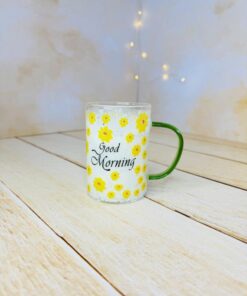 ماگ پیرکس گل دار دسته سبز کد 2811