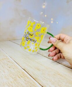 ماگ پیرکس گل دار دسته سبز کد 2811