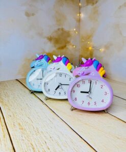 ساعت رومیزی شماطه دار طرح یونیکورن فانتزی کد 2822