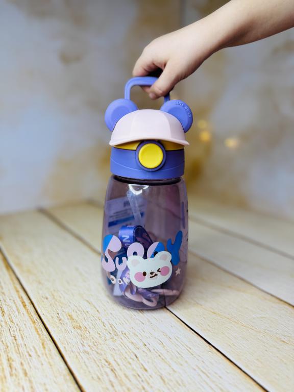 قمقمه فانتزی نی دار خرس کلاه دار کد2843