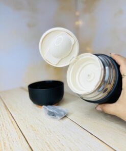 لانچ باکس فلاسک غذای استیل دسته طلایی حجم 1100 میل کد2854