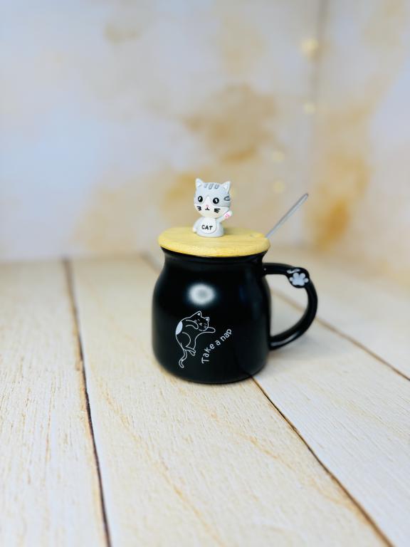 ماگ فانتزی در چوبی گربه برجسته کد 2861