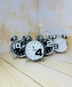 ساعت رومیزی شماطه دار استیل سیاه سفید کد 2875