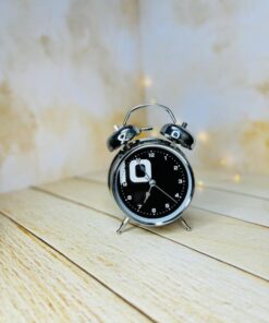 ساعت رومیزی شماطه دار استیل سیاه سفید کد 2875