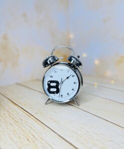ساعت رومیزی شماطه دار استیل سیاه سفید کد 2875