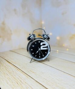ساعت رومیزی شماطه دار استیل سیاه سفید کد 2875