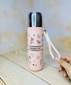 فلاسک مینیمال استیل گلدار در لیوانی برند دی کادی D.KADI کد 2894