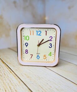 ساعت رنگی رو میزی مربعی دور طلایی کد 2896