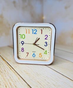 ساعت رنگی رو میزی مربعی دور طلایی کد 2896