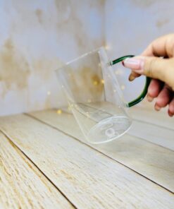 ماگ ( لیوان ) پیرکس گرد دسته رنگی شفاف کد 2898