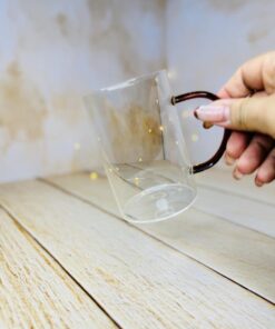 ماگ ( لیوان ) پیرکس گرد دسته رنگی شفاف کد 2898