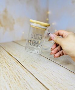 ماگ دسته دار پیرکس گودمورنینگ مربعی در چوبی کد 2902