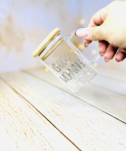 ماگ دسته دار پیرکس گودمورنینگ مربعی در چوبی کد 2902